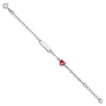 Sterling Silver Polished Red and White Enameled Heart with extension Childrens ID Bracelet view