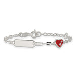 Sterling Silver Polished Red and White Enameled Heart with extension Childrens ID Bracelet view