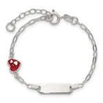 Sterling Silver Polished Red and White Enameled Heart with extension Childrens ID Bracelet view
