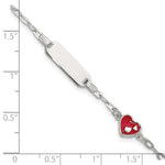 Sterling Silver Polished Red and White Enameled Heart with extension Childrens ID Bracelet view