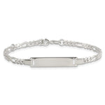 Sterling Silver Polished Figaro Link 6. with Extension Childrens ID Bracelet view 2