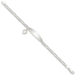 Sterling Silver ID with Heart Figaro Link Bracelet view 3