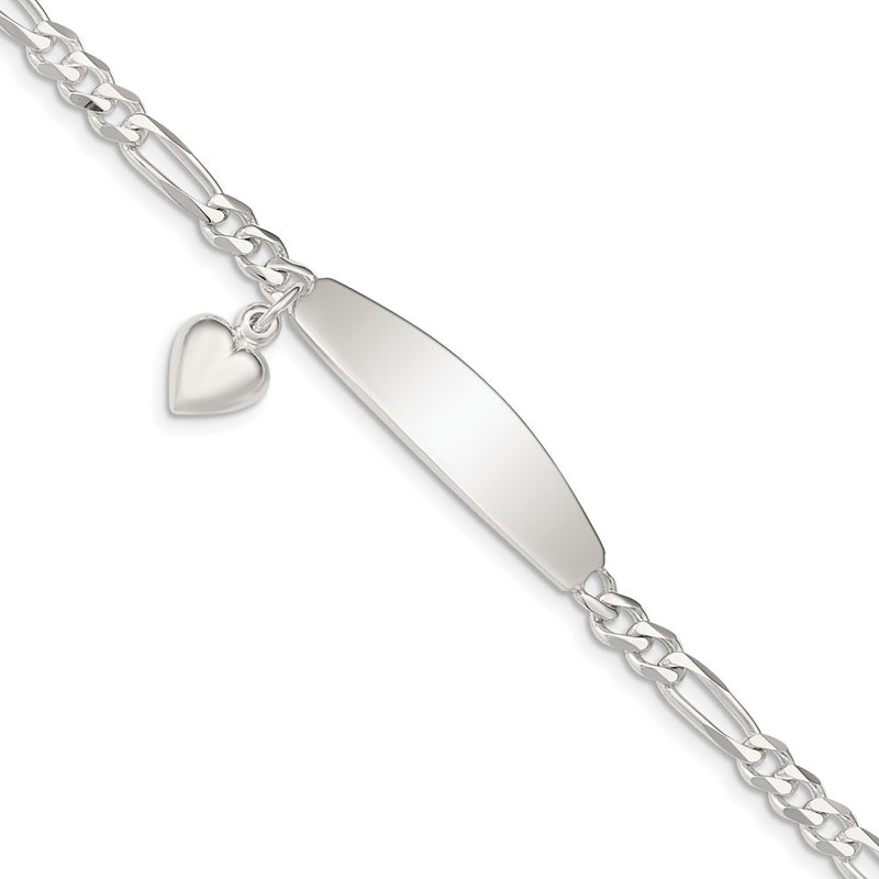 Sterling silver figaro link heart bracelet