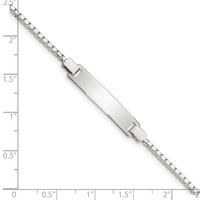 Sterling Silver Engraveable Childrens ID on Box Chain Bracelet