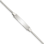Sterling Silver Engraveable Childrens ID on Box Chain Bracelet view 1