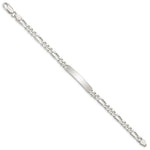 Sterling Silver Polished Engraveable Figaro Link ID Bracelet, 7.5 x 5mm view