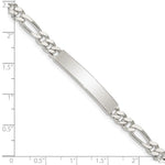 Sterling Silver Polished Engraveable Figaro Link ID Bracelet, 7.5 x 5mm view