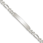Sterling Silver Polished Engraveable Figaro Link ID Bracelet, 7.5 x 5mm view