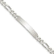 Sterling Silver Polished Engraveable Figaro Link ID Bracelet, 7.5 x 5mm
