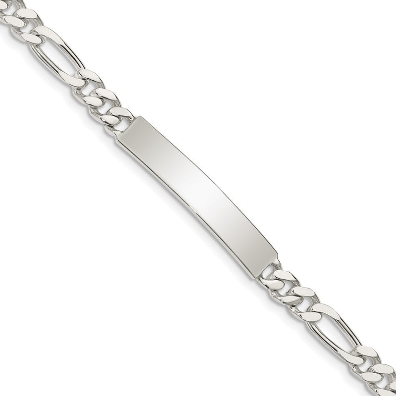 Sterling silver figaro link engravable ID bracelet