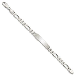 Sterling Silver Polished Engraveable Figaro Link ID Bracelet, 7.5 x 7mm view