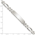 Sterling Silver Polished Engraveable Figaro Link ID Bracelet, 7.5 x 7mm view