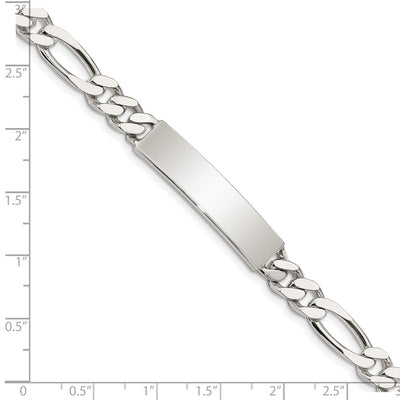 Sterling Silver Polished Engraveable Figaro Link ID Bracelet, 7.5 x 7mm