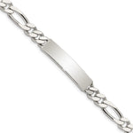 Sterling Silver Polished Engraveable Figaro Link ID Bracelet, 7.5 x 7mm view
