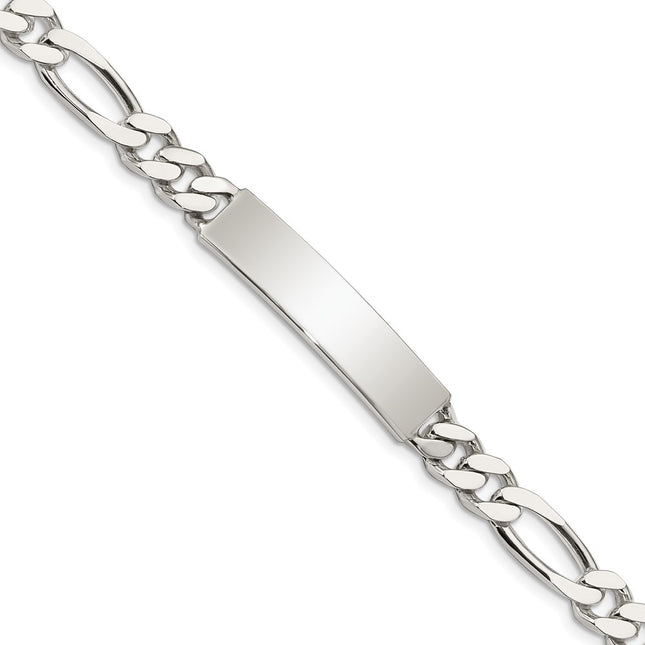 Sterling silver ID bracelet, 7.5x7mm plate on a figaro link chain, engravable