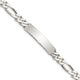 Sterling Silver Polished Engraveable Figaro Link ID Bracelet, 7.5 x 7mm
