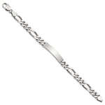 Sterling Silver Polished Engraveable Figaro Link ID Bracelet, 8.5 x 8mm view