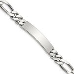 Sterling Silver Polished Engraveable Figaro Link ID Bracelet, 8.5 x 8mm view