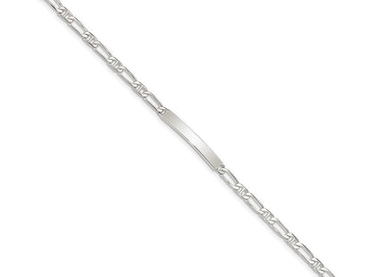 Sterling Silver Polished Engraveable Anchor Link ID Bracelet