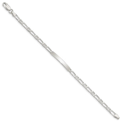Sterling Silver Polished Engraveable Anchor Link ID Bracelet, 7 x 3mm