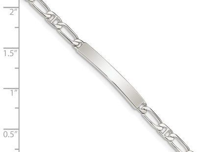 Sterling Silver Polished Engraveable Anchor Link ID Bracelet
