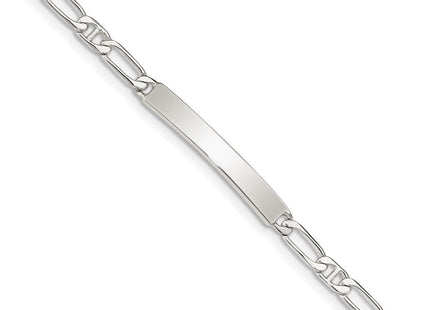Sterling Silver Polished Engraveable Anchor Link ID Bracelet
