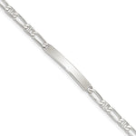 Sterling Silver Polished Engraveable Anchor Link ID Bracelet, 7 x 3mm view