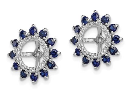 Sterling silver sapphire earrings, alternate view