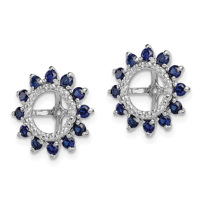 Sterling Silver Rhodium Diam. & Created Sapphire Earring Jacket, 14 x 14mm