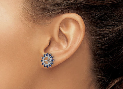 Sterling silver sapphire earrings, another view