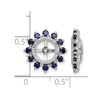 Sterling Silver Rhodium Diam. & Created Sapphire Earring Jacket, 14 x 14mm