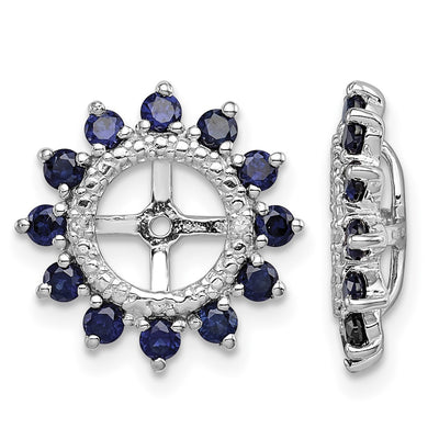 Sterling Silver Rhodium Diam. & Created Sapphire Earring Jacket, 14 x 14mm