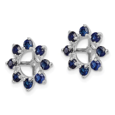 Sterling Silver Rhodium Created Sapphire Earring Jacket, 14 x 14mm