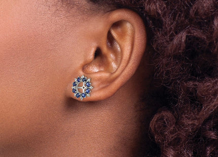 Sterling Silver Rhodium Diam. & Created Sapphire Earring Jacket