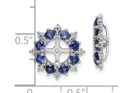 Sterling Silver Rhodium Diam. & Created Sapphire Earring Jacket