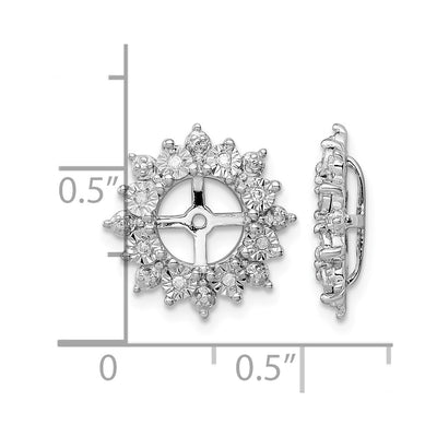 Sterling Silver Rhodium Diam. Earring Jacket, 14 x 14mm