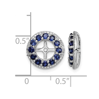 Sterling Silver Rhodium Diam. & Created Sapphire Earring Jacket, 12 x 12mm