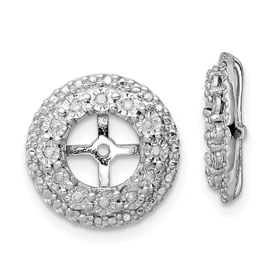 Sterling Silver Rhodium Diam. Earring Jacket, 13 x 13mm