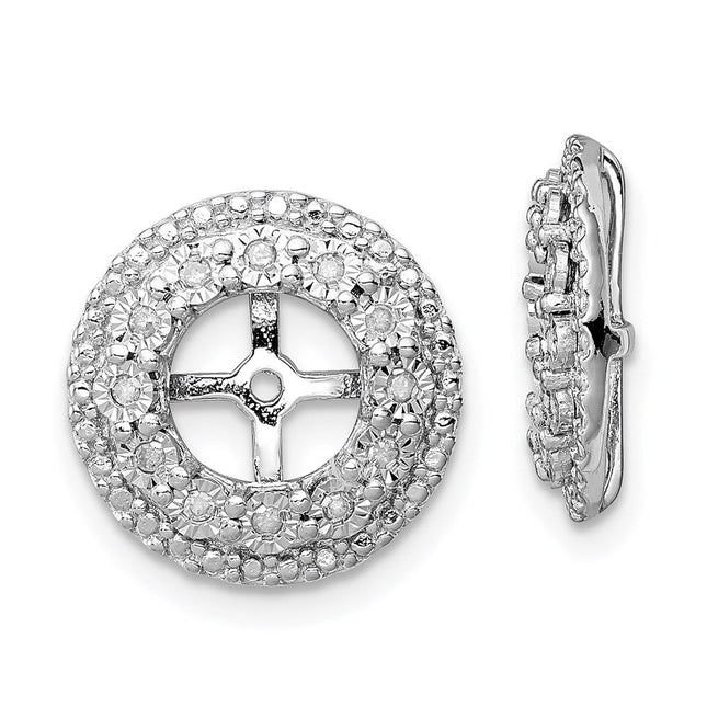 Sterling Silver Rhodium Diam. Earring Jacket, 13 x 13mm