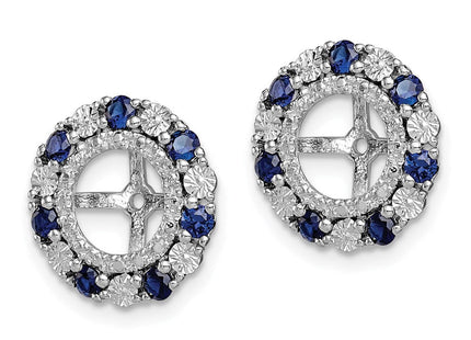 Sterling Silver Rhodium Created Sapphire Earring Jacket