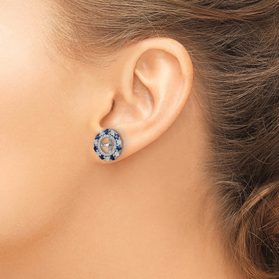 Sterling Silver Rhodium Created Sapphire Earring Jacket, 13 x 13mm