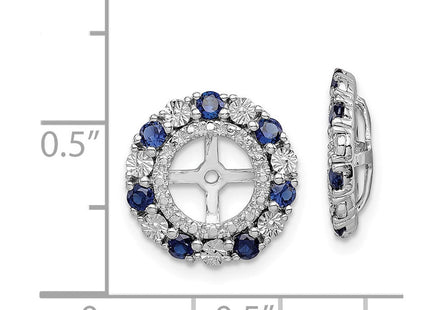 Sterling Silver Rhodium Created Sapphire Earring Jacket