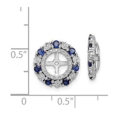 Sterling Silver Rhodium Created Sapphire Earring Jacket, 13 x 13mm