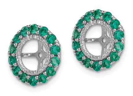 Sterling Silver Rhodium Diam. & Created Emerald Earring Jacket (Style QJ146MAY)