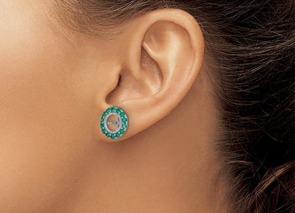 Sterling Silver Rhodium Diam. & Created Emerald Earring Jacket (Style QJ146MAY)