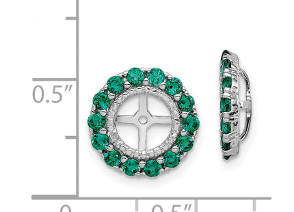 Sterling Silver Rhodium Diam. & Created Emerald Earring Jacket (Style QJ146MAY)