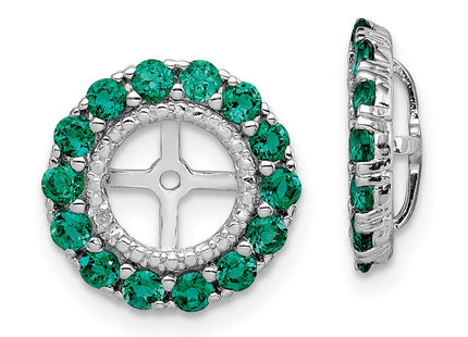 Sterling Silver Rhodium Diam. & Created Emerald Earring Jacket (Style QJ146MAY)
