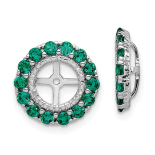 Sterling Silver Rhodium Diam. & Created Emerald Earring Jacket (Style QJ146MAY)