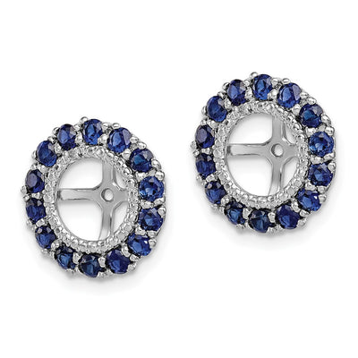 Sterling Silver Rhodium Diam. & Created Sapphire Earring Jacket, 13 x 13mm