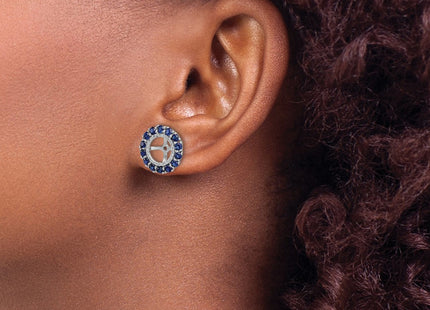 Sterling silver sapphire earrings, another view